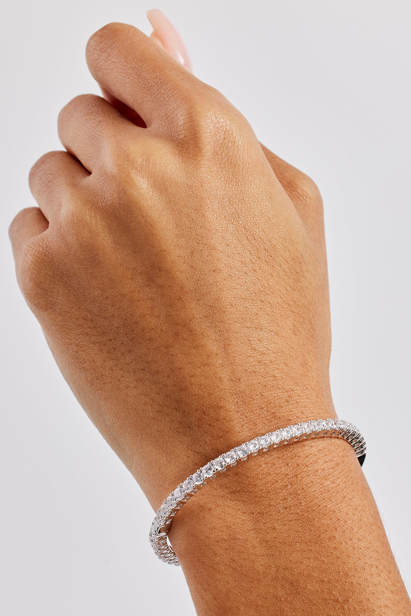 Iced Tennis Bangle - 3mm - White